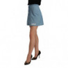 Mini gonna blu in poliestere a trapezio a vita alta - IT44-L