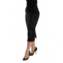 Gonna midi in viscosa a tubino a vita alta nera Tinsel - IT38-XS