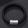 Braccialetto Zoned in cuoio intrecciato Handmade - Nero/Grigio 165mm