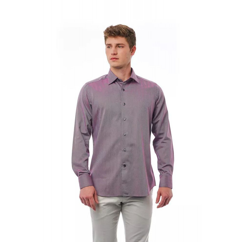 Camicia in cotone bordeaux - L