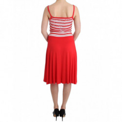 Abito a trapezio in jersey rigato rosso - IT44-L