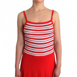 Abito a trapezio in jersey rigato rosso - IT44-L