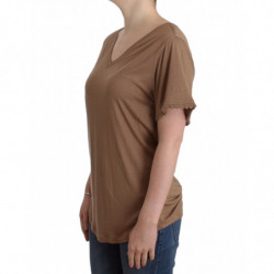 Top marrone a maniche corte - S