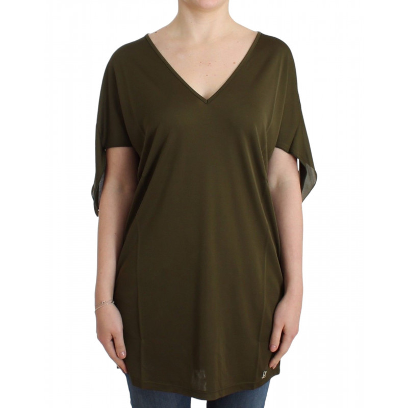 Top blusa a maniche corte verde - M