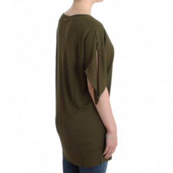 Top blusa a maniche corte verde - M