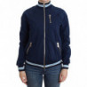 Cardigan in cotone con zip blu - S