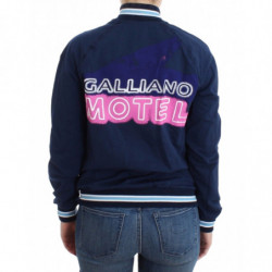 Cardigan in cotone con zip blu - S