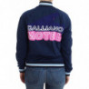 Cardigan in cotone con zip blu - S