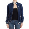 Cardigan in cotone con zip blu - S