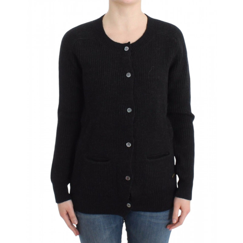 Cardigan in lana nera - S