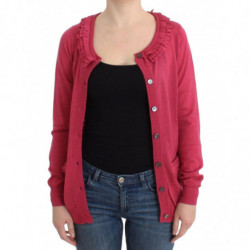 Cardigan in lana rosa - M