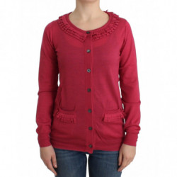 Cardigan in lana rosa - L