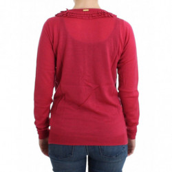 Cardigan in lana rosa - L