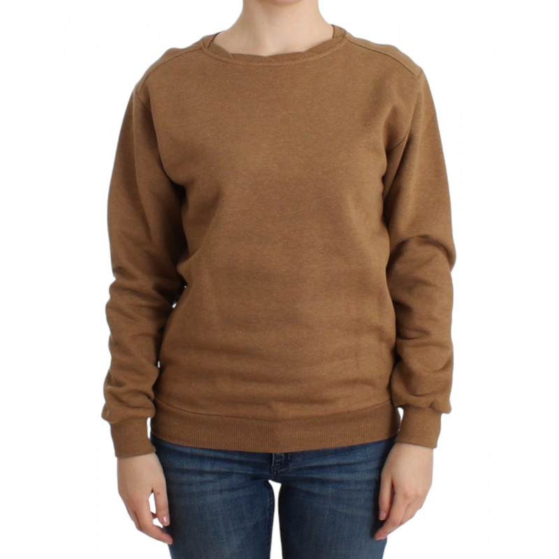 Maglione girocollo in cotone marrone - XS