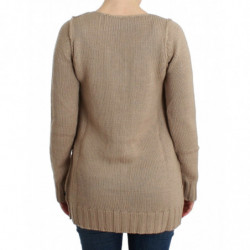Maglione in lana lavorata a maglia beige - IT44-L
