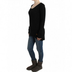 Maglione in lana lavorata a maglia nera - IT46-XL