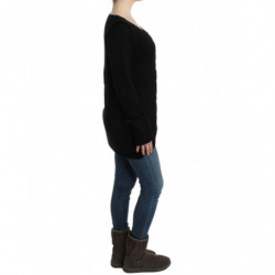 Maglione in lana lavorata a maglia nera - IT46-XL