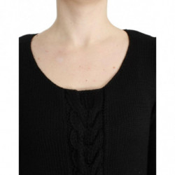 Maglione in lana lavorata a maglia nera - IT44-L
