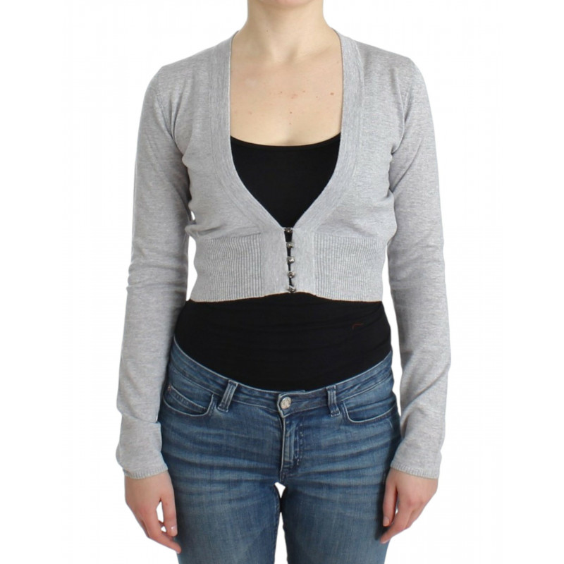 Cardigan corto in lana grigio - IT46-XL