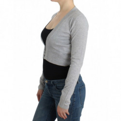 Cardigan corto in lana grigio - IT46-XL