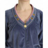 Maglione con zip in velluto blu - IT46-XL