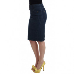Gonna a tubino in velluto a coste blu - IT46-XL
