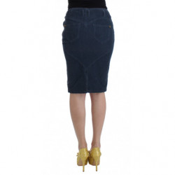 Gonna a tubino in velluto a coste blu - IT46-XL