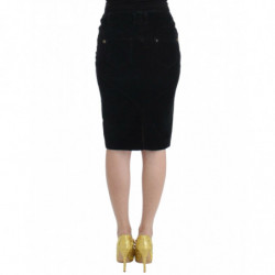 Gonna tubino in velluto a coste nero - IT46-XL